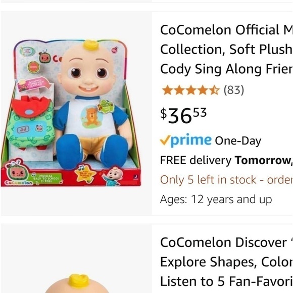 CoComelon Official Musical Doll Collection, (Back to School JJ) + Activity cube - Picture 3 of 14